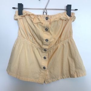 Anthropologie | Odille Pale Yellow Strapless Top